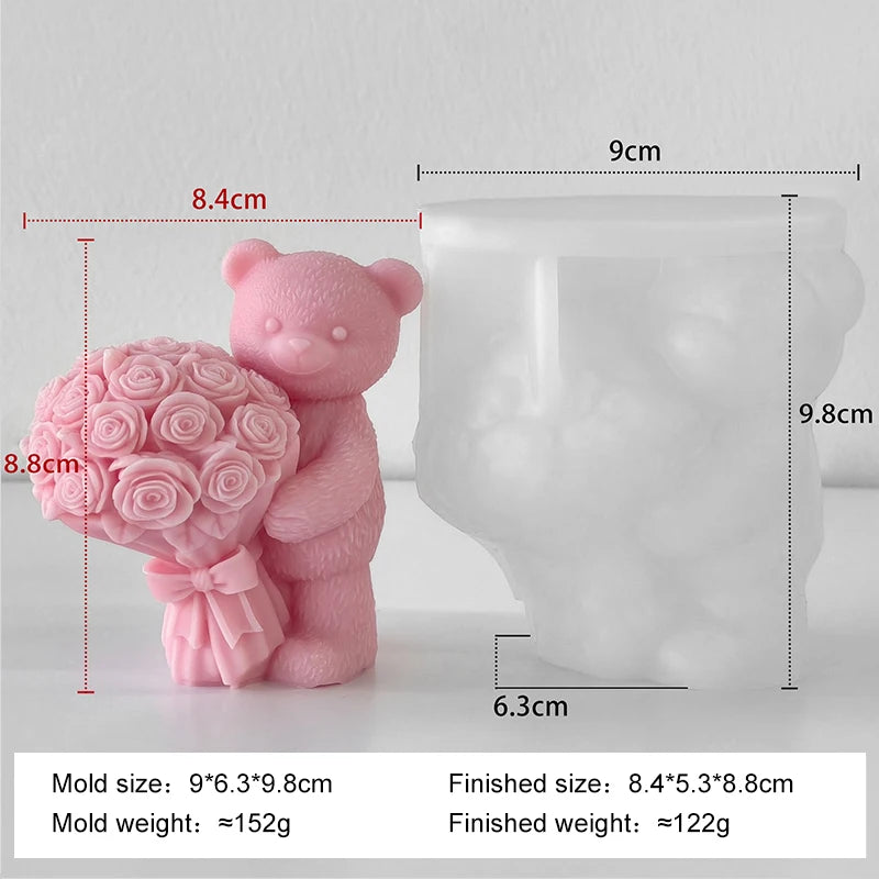Bear Rose Bouquet Candle Mold DIY