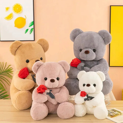 Cute Stuffed Teddy Bear with Rose Plush Toy