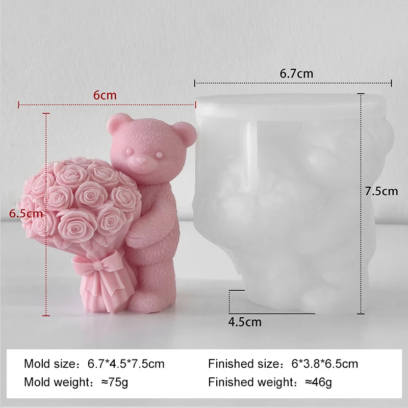 Bear Rose Bouquet Candle Mold DIY