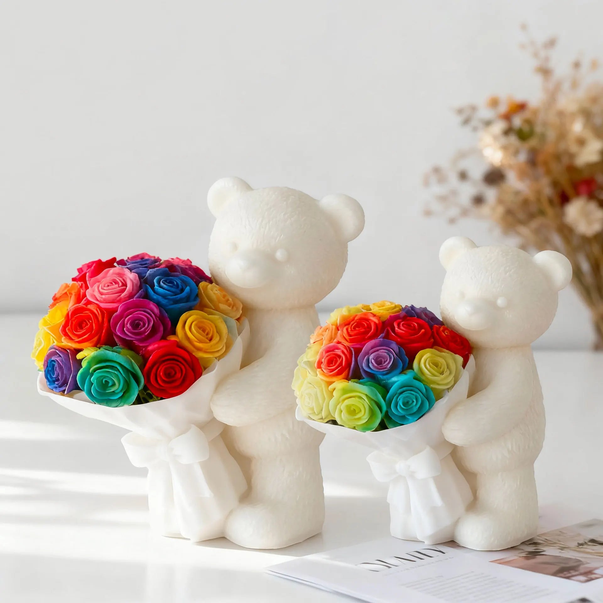 Bear Rose Bouquet Candle Mold DIY