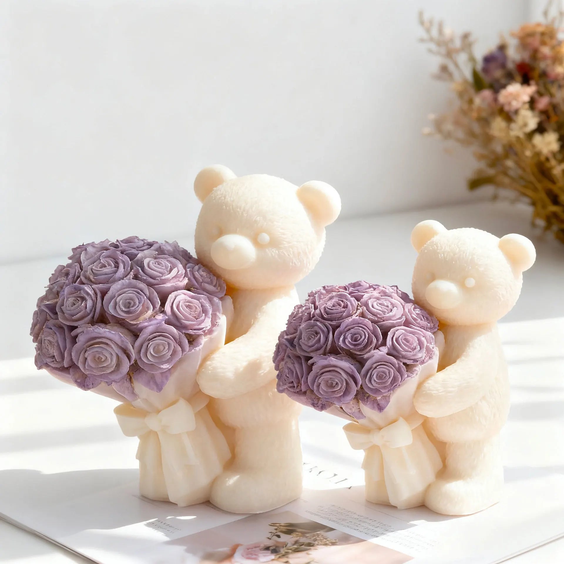 Bear Rose Bouquet Candle Mold DIY