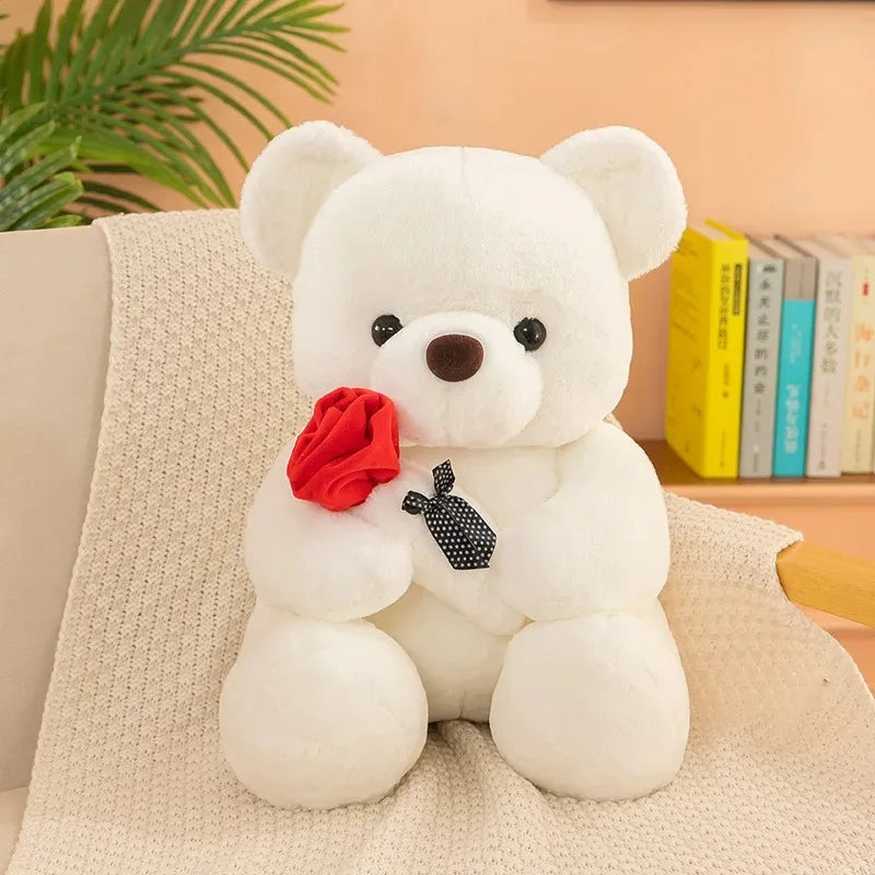 Cute Stuffed Teddy Bear with Rose Plush Toy