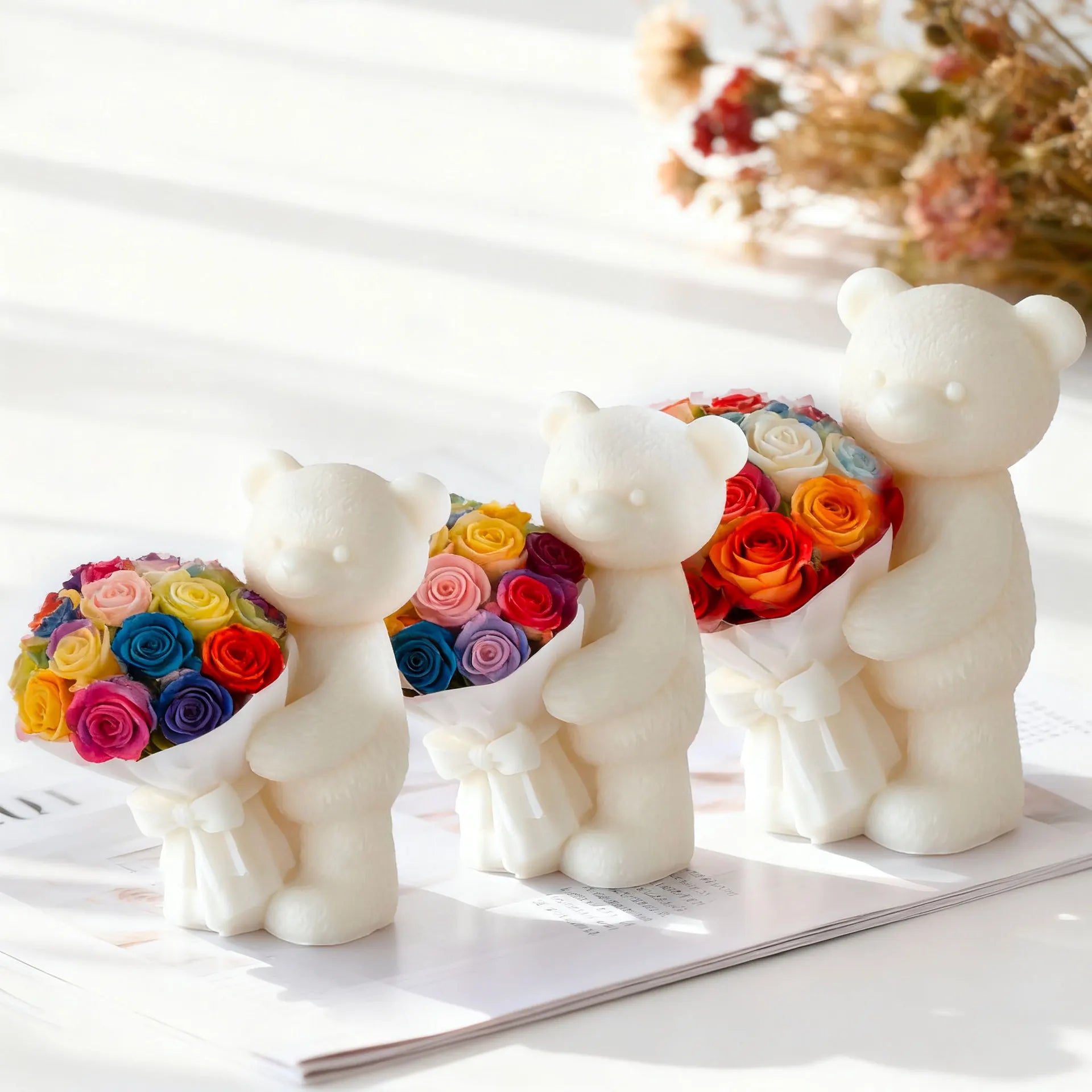 Bear Rose Bouquet Candle Mold DIY