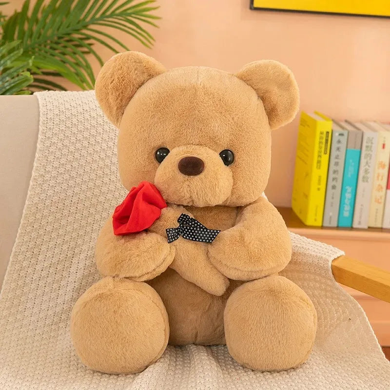 Cute Stuffed Teddy Bear with Rose Plush Toy